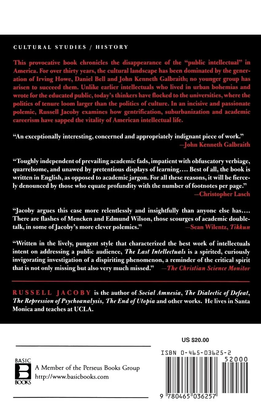 Rückseite: 9780465036257 | The Last Intellectuals | American Culture in the Age of Academe | Buch