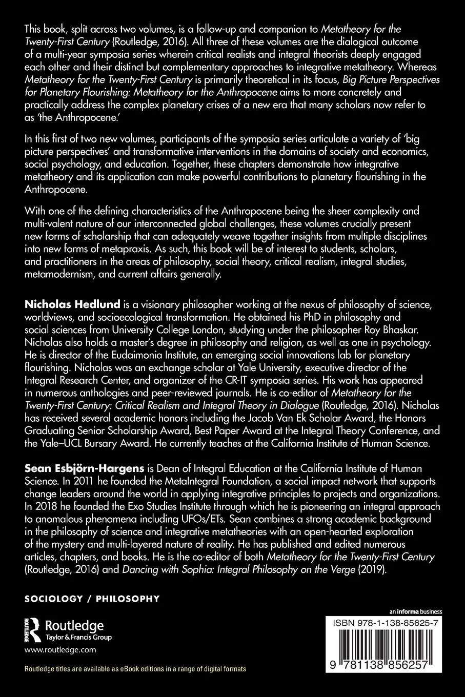 Rückseite: 9781138856257 | Big Picture Perspectives on Planetary Flourishing | Hedlund (u. a.)