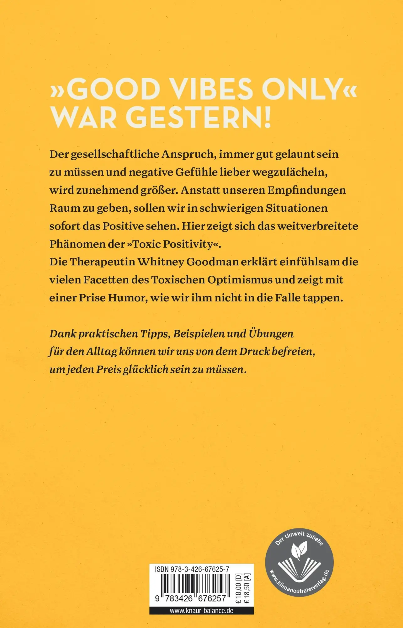 Rückseite: 9783426676257 | Toxic Positivity | Whitney Goodman | Taschenbuch | 316 S. | Deutsch