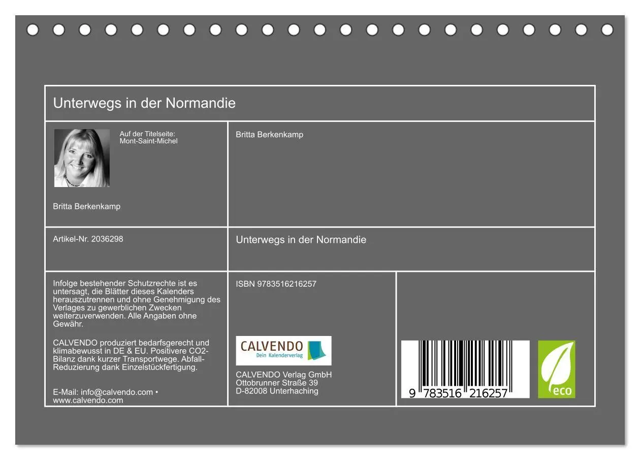 Bild: 9783516216257 | Unterwegs in der Normandie (Tischkalender 2026 DIN A5 quer),...