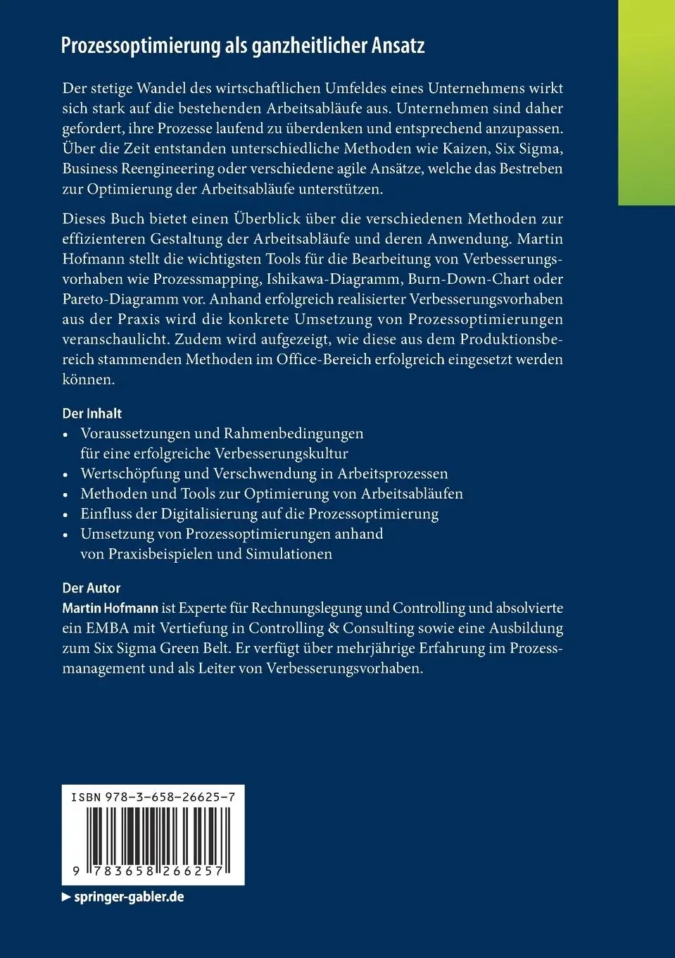 Rückseite: 9783658266257 | Prozessoptimierung als ganzheitlicher Ansatz | Martin Hofmann | Buch
