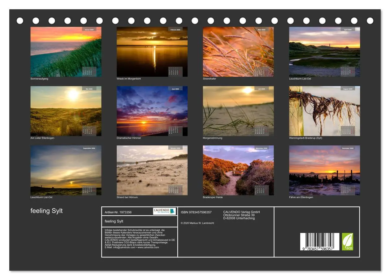 Bild: 9783457596357 | feeling Sylt (Tischkalender 2026 DIN A5 quer), CALVENDO Monatskalender
