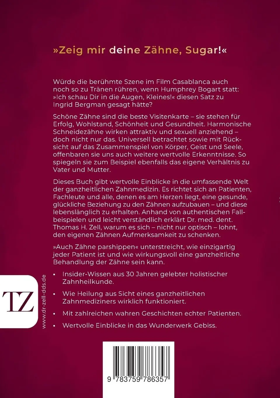 Rückseite: 9783759786357 | Auch Zähne parshippen | Thomas H. Zell | Taschenbuch | 216 S. | 2025