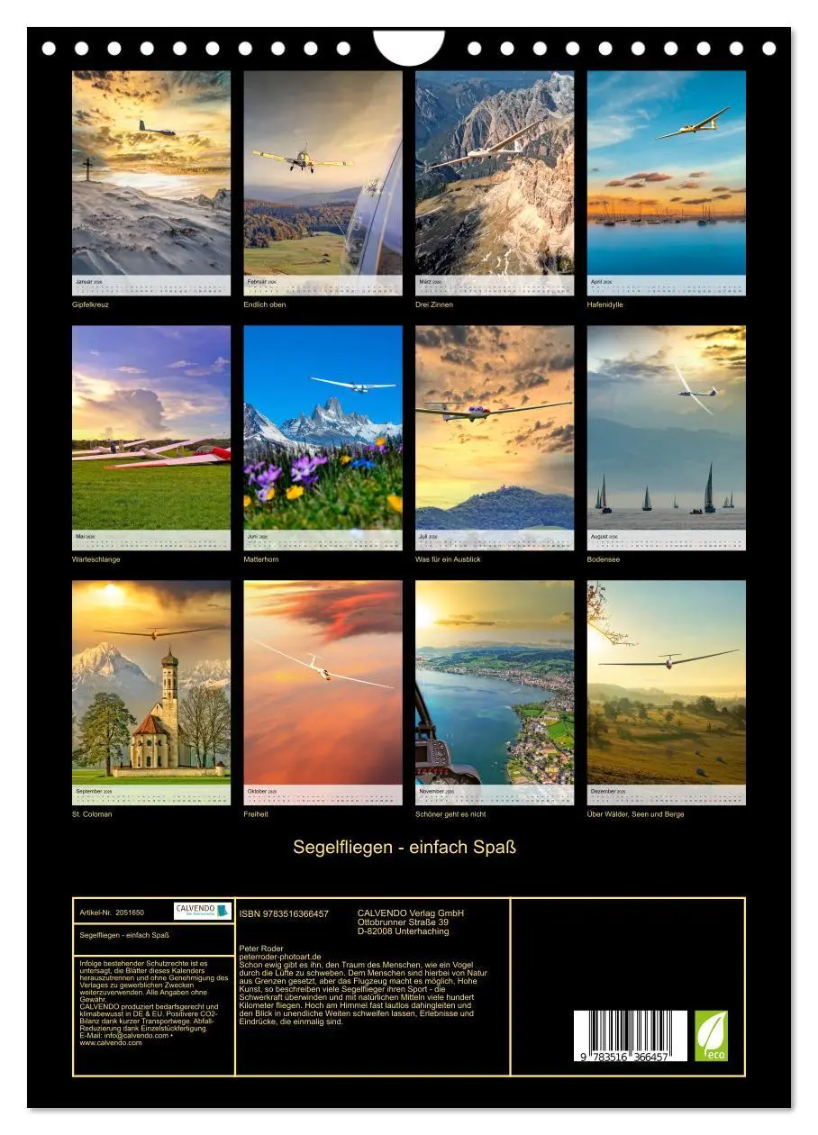 Bild: 9783516366457 | Segelfliegen - einfach Spaß (Wandkalender 2026 DIN A4 hoch),...