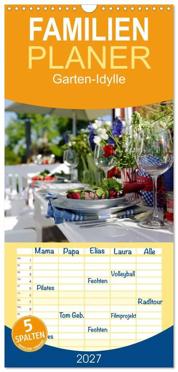 Cover: 9783594346457 | Familienplaner 2027 - Garten-Idylle 2027 mit 5 Spalten...