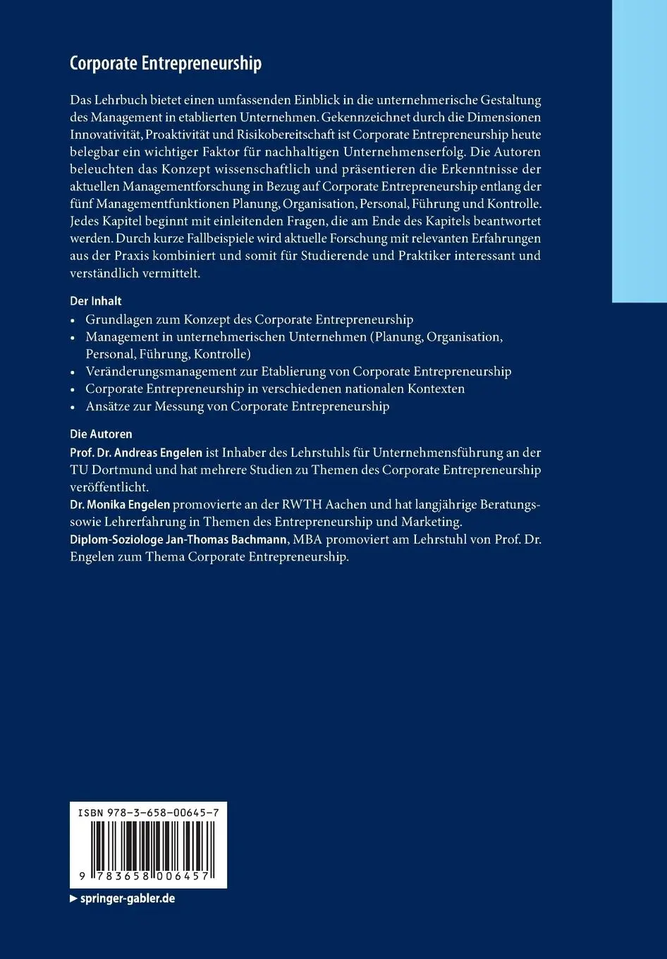 Rückseite: 9783658006457 | Corporate Entrepreneurship | Andreas Engelen (u. a.) | Taschenbuch
