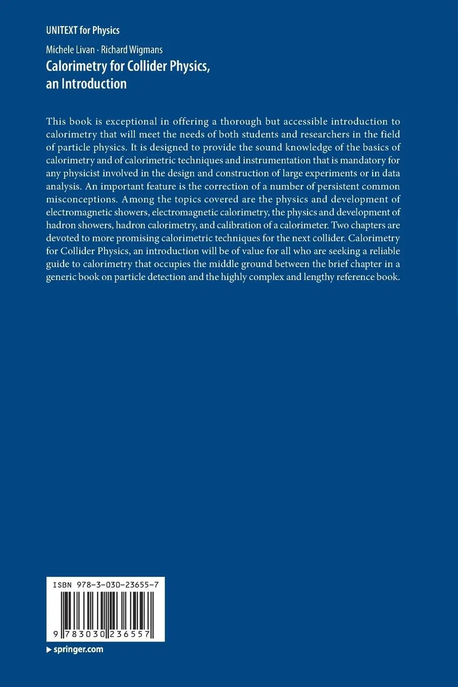 Rückseite: 9783030236557 | Calorimetry for Collider Physics, an Introduction | Livan (u. a.) | xv