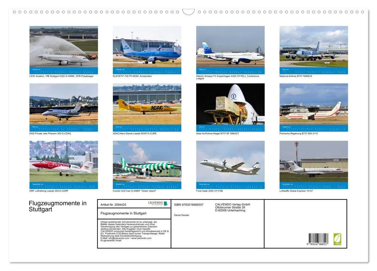 Bild: 9783516666557 | Flugzeugmomente in Stuttgart (Wandkalender 2026 DIN A2 quer),...
