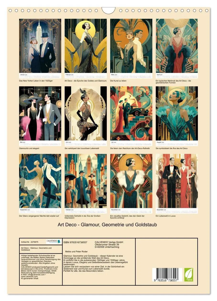 Bild: 9783516736557 | Art Deco - Glamour, Geometrie und Goldstaub (Wandkalender 2026 DIN...