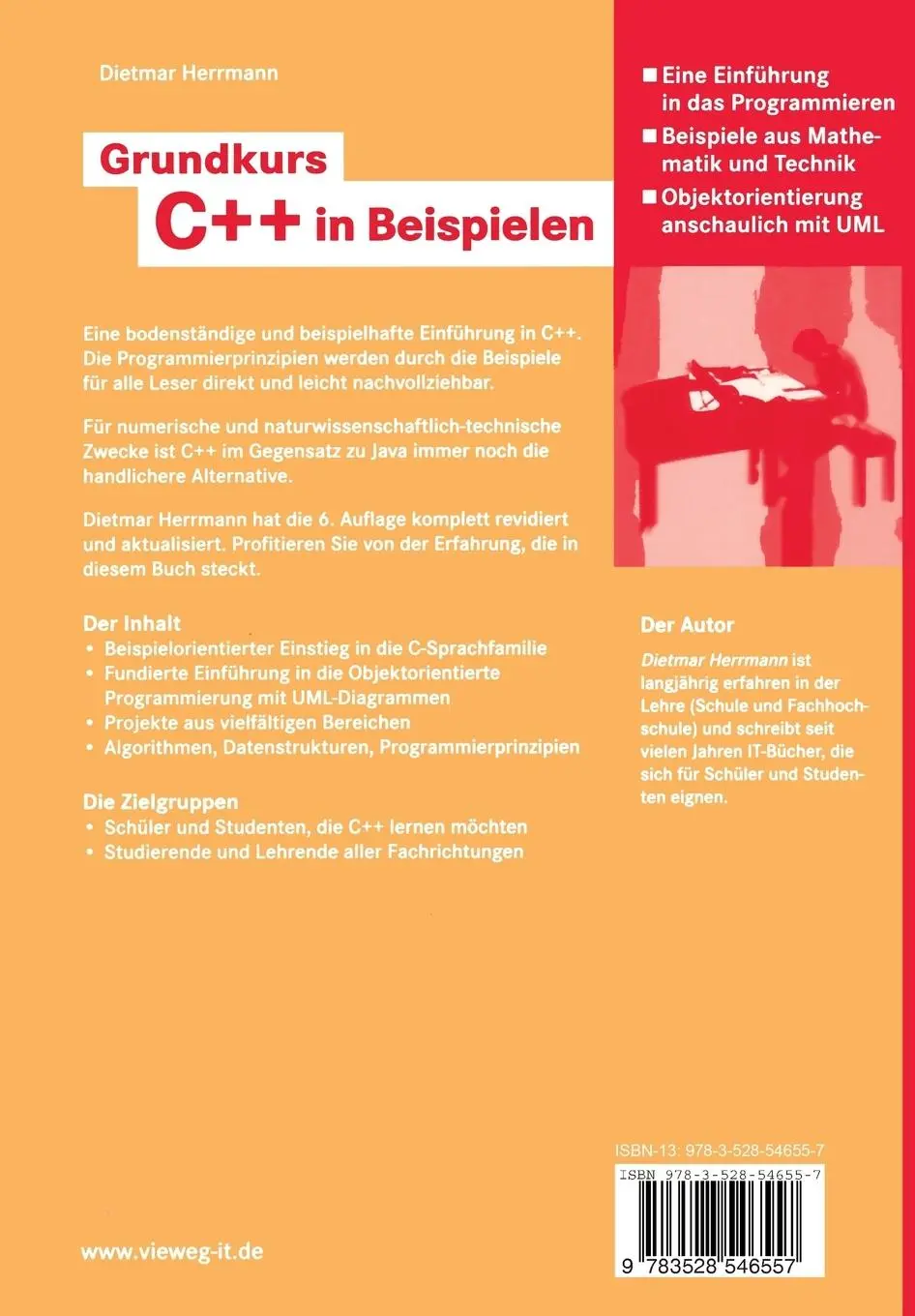 Rückseite: 9783528546557 | Grundkurs C++ in Beispielen | Dietmar Herrmann | Taschenbuch | xvi