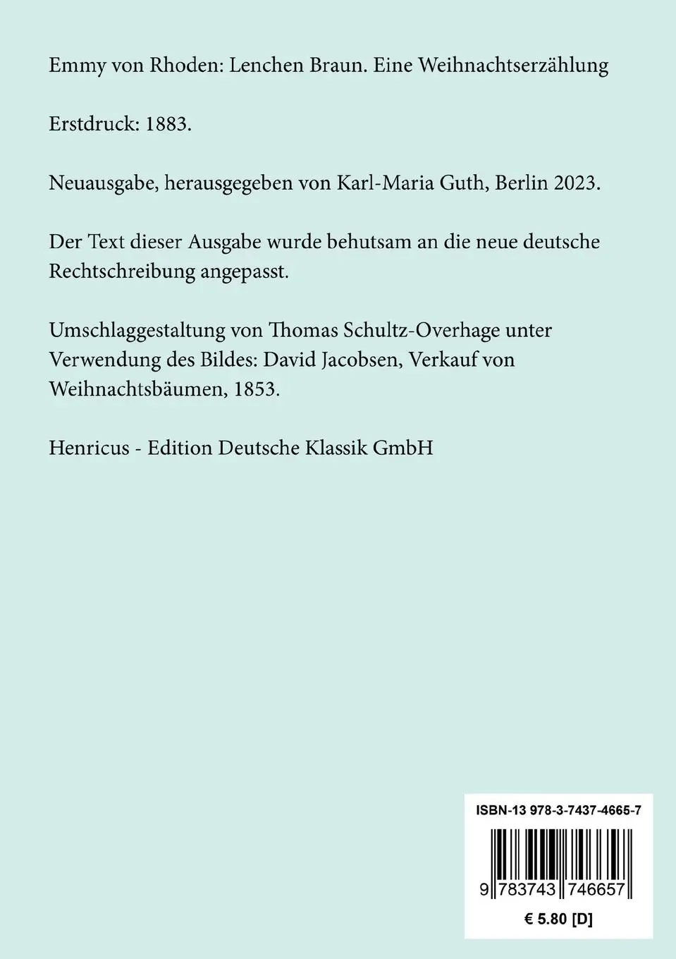Rückseite: 9783743746657 | Lenchen Braun | Eine Weihnachtserzählung | Emmy Von Rhoden | Buch