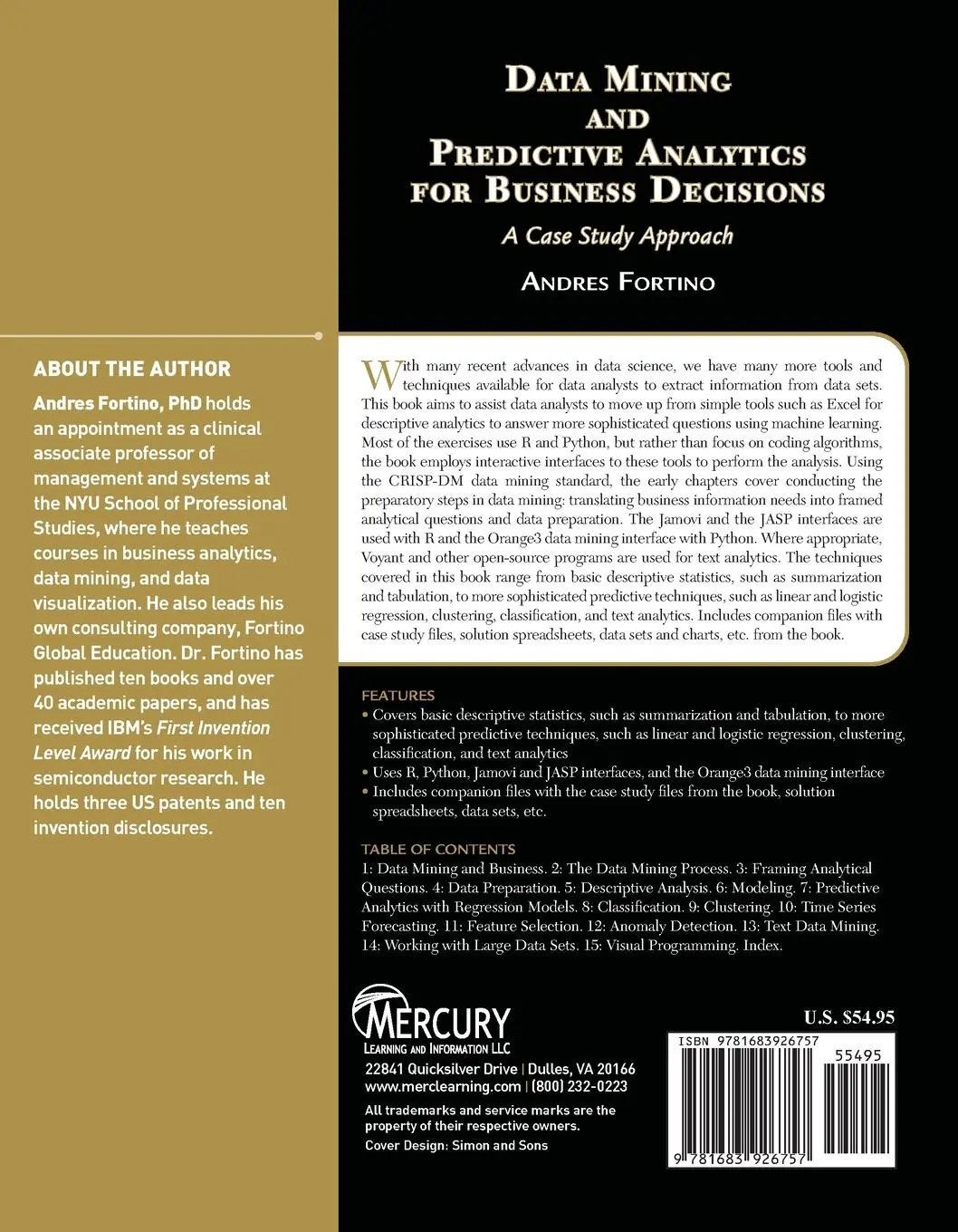 Rückseite: 9781683926757 | Data Mining and Predictive Analytics for Business Decisions | Fortino