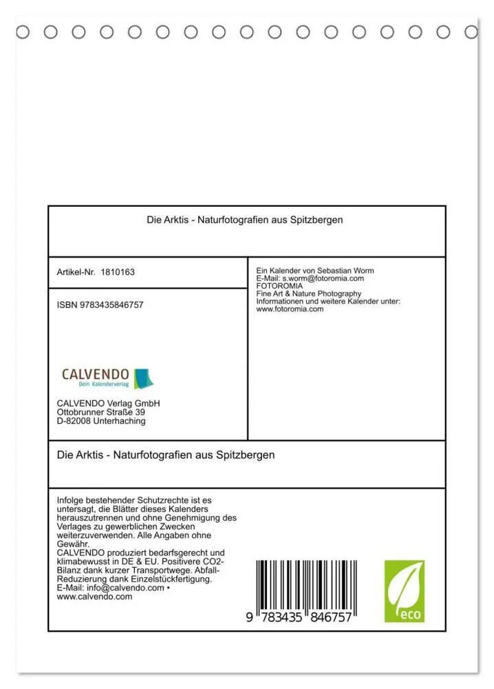 Bild: 9783435846757 | Die Arktis - Naturfotografien aus Spitzbergen (Tischkalender 2025...