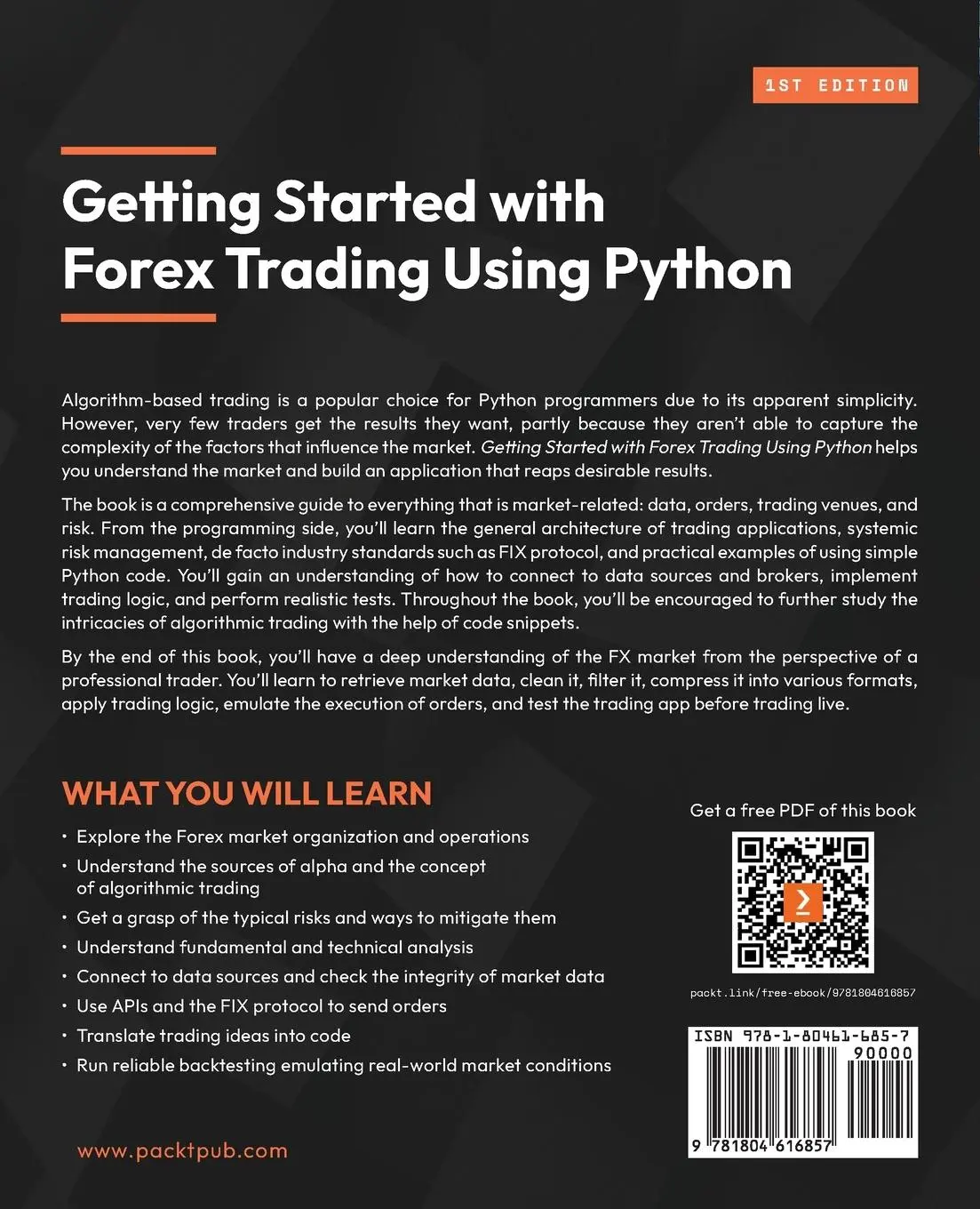 Rückseite: 9781804616857 | Getting Started with Forex Trading Using Python | Alex Krishtop | Buch