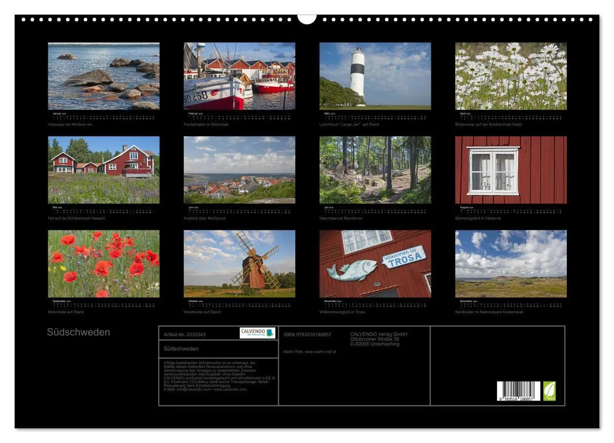 Bild: 9783516186857 | Südschweden (Wandkalender 2026 DIN A2 quer), CALVENDO Monatskalender
