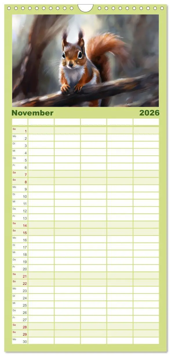 Bild: 9783516496857 | Familienplaner 2026 - Der Eichhörnchen-Kalender mit 5 Spalten...
