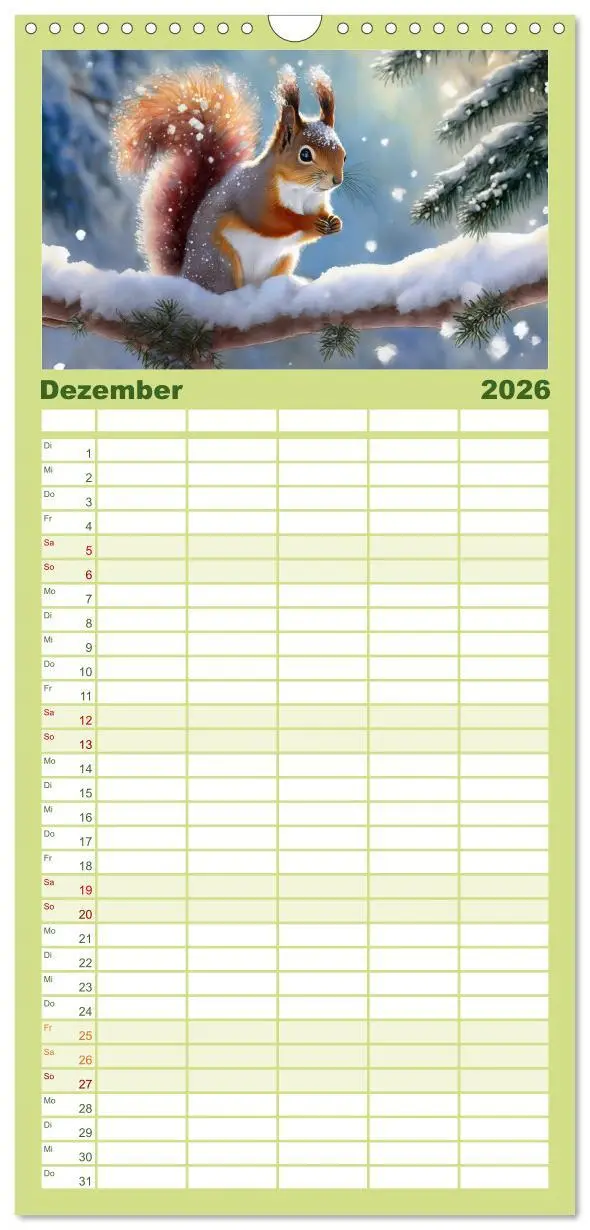 Bild: 9783516496857 | Familienplaner 2026 - Der Eichhörnchen-Kalender mit 5 Spalten...