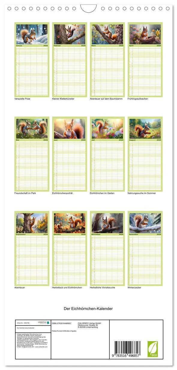 Bild: 9783516496857 | Familienplaner 2026 - Der Eichhörnchen-Kalender mit 5 Spalten...