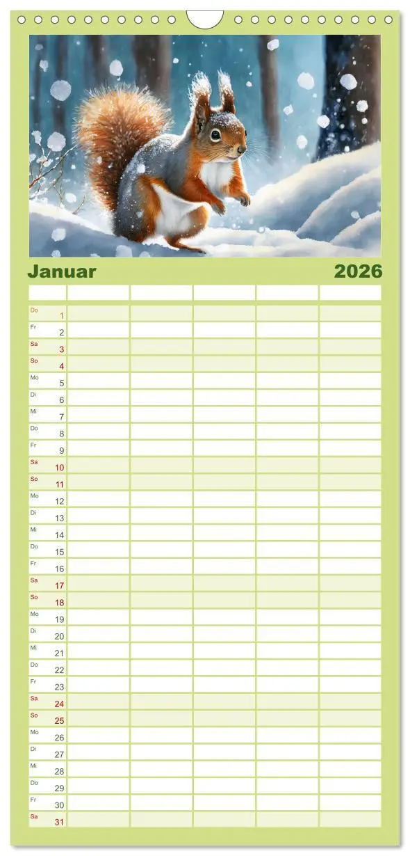 Bild: 9783516496857 | Familienplaner 2026 - Der Eichhörnchen-Kalender mit 5 Spalten...