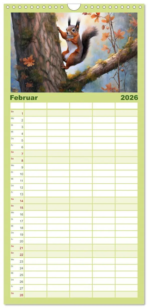 Bild: 9783516496857 | Familienplaner 2026 - Der Eichhörnchen-Kalender mit 5 Spalten...