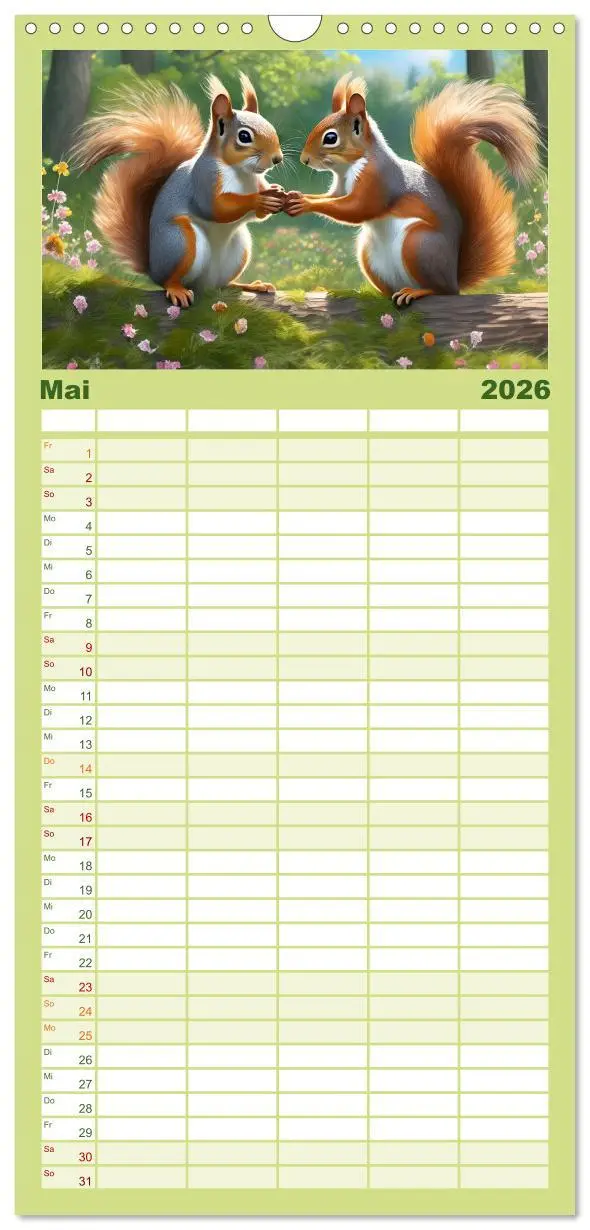 Bild: 9783516496857 | Familienplaner 2026 - Der Eichhörnchen-Kalender mit 5 Spalten...