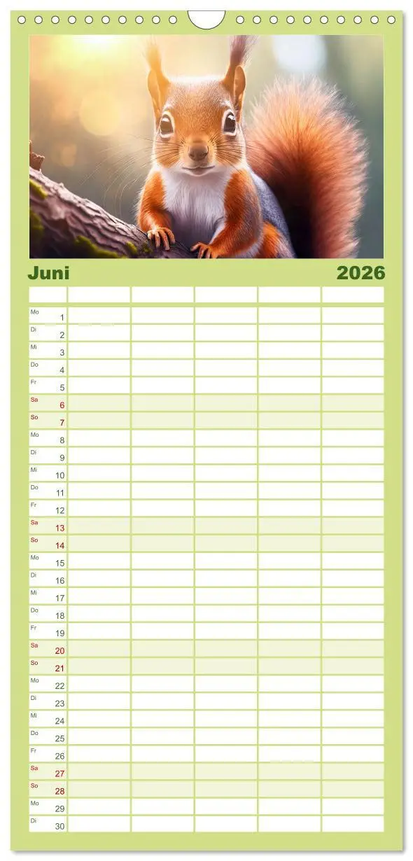 Bild: 9783516496857 | Familienplaner 2026 - Der Eichhörnchen-Kalender mit 5 Spalten...