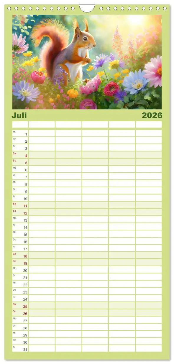 Bild: 9783516496857 | Familienplaner 2026 - Der Eichhörnchen-Kalender mit 5 Spalten...