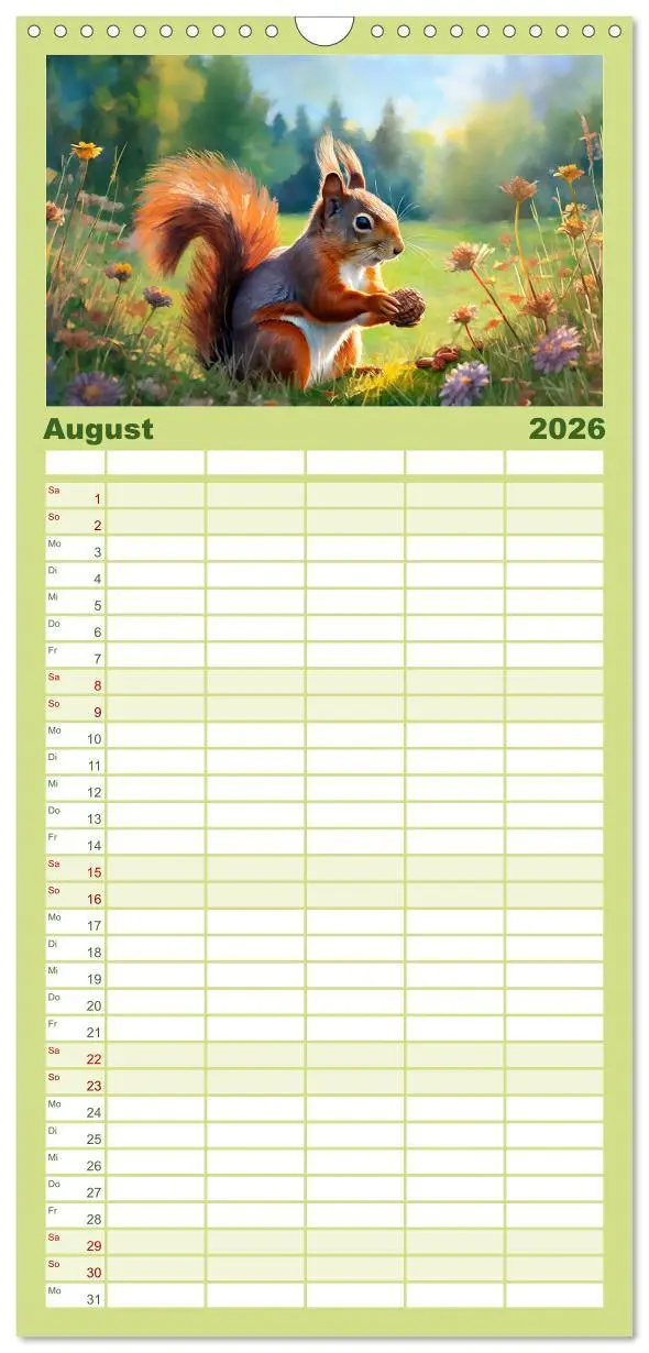 Bild: 9783516496857 | Familienplaner 2026 - Der Eichhörnchen-Kalender mit 5 Spalten...