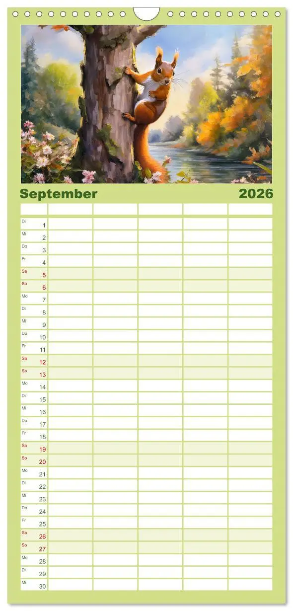 Bild: 9783516496857 | Familienplaner 2026 - Der Eichhörnchen-Kalender mit 5 Spalten...