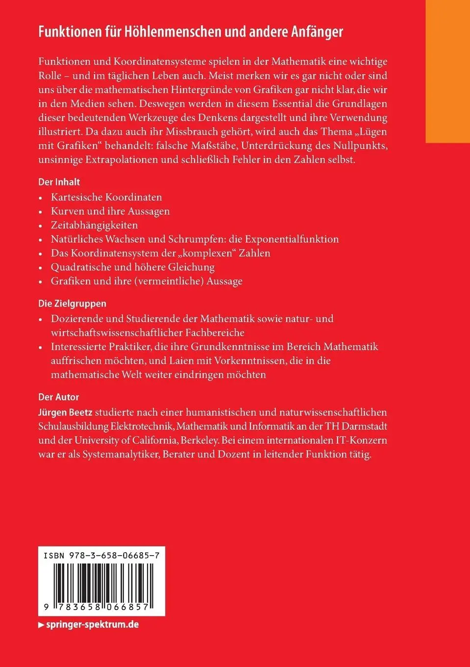 Rückseite: 9783658066857 | Funktionen für Höhlenmenschen und andere Anfänger | Jürgen Beetz | xi