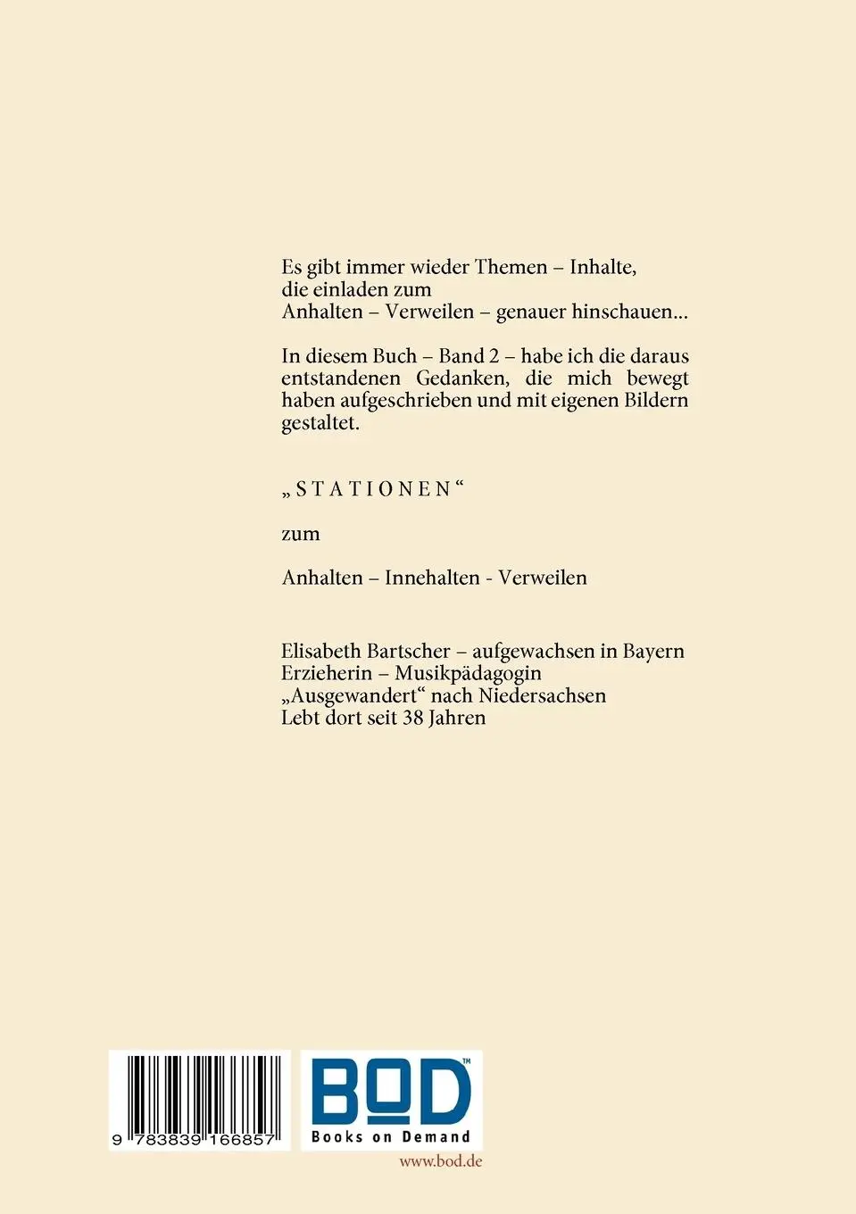 Rückseite: 9783839166857 | Stationen | Lebenslinien | Elisabeth Bartscher | Taschenbuch | 64 S.
