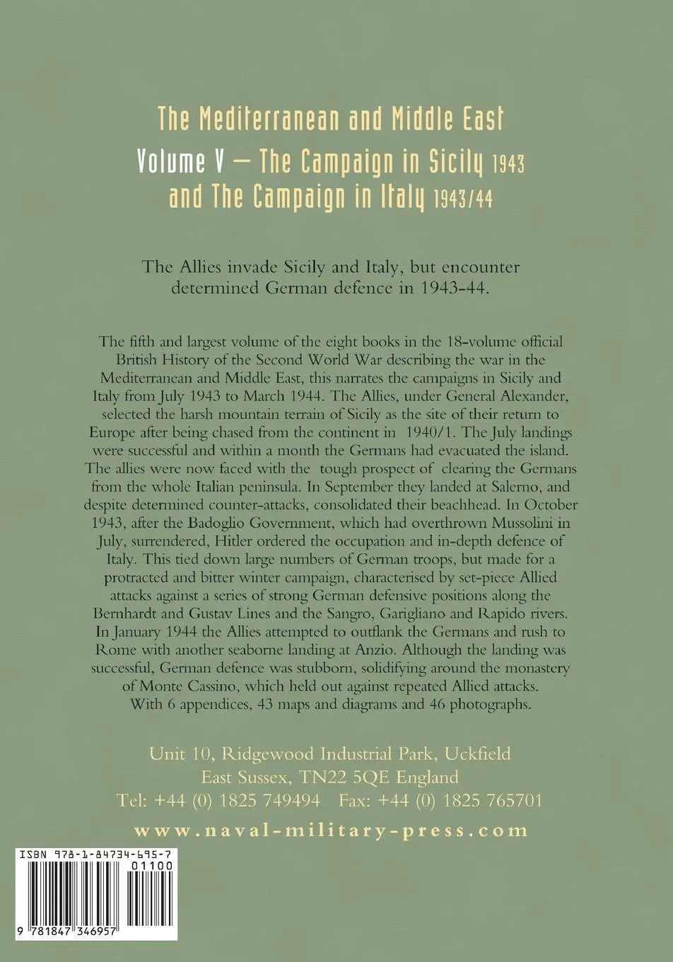 Rückseite: 9781847346957 | MEDITERRANEAN AND MIDDLE EAST VOLUME V | Brigadier C J. C. Molony