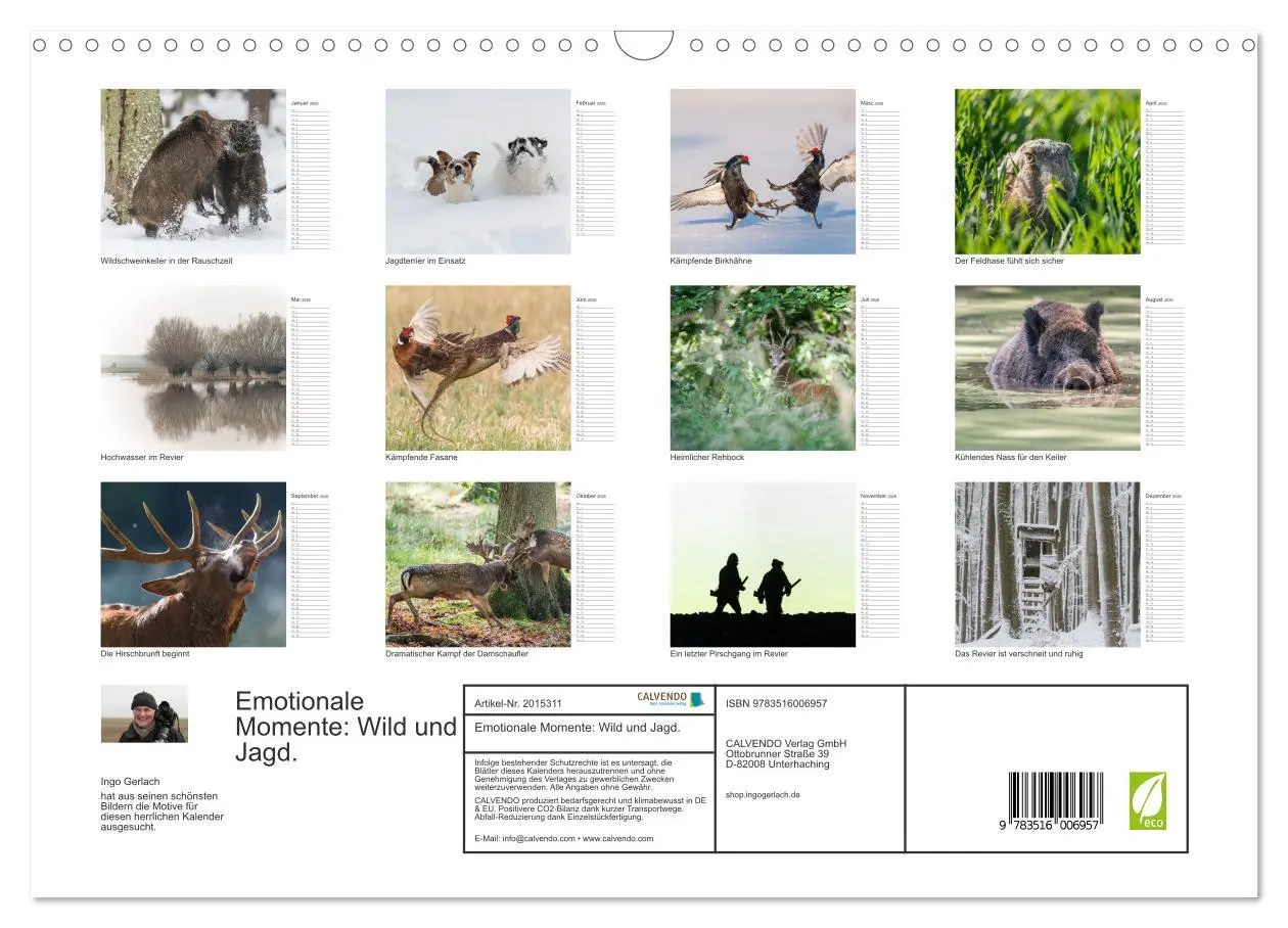 Bild: 9783516006957 | Emotionale Momente: Wild und Jagd. (Wandkalender 2026 DIN A3 quer),...