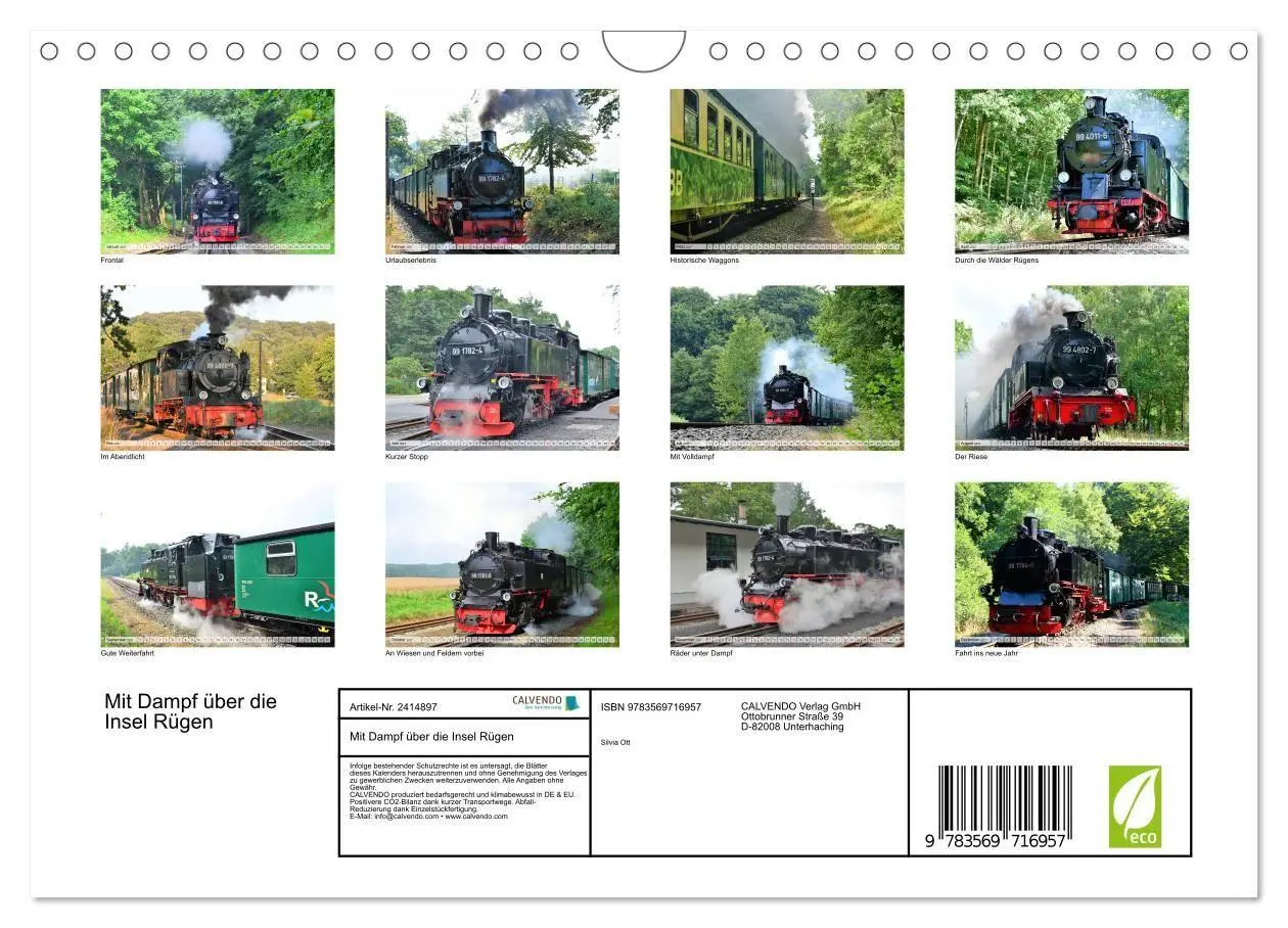 Bild: 9783569716957 | Mit Dampf über die Insel Rügen (Wandkalender 2027 DIN A4 quer),...