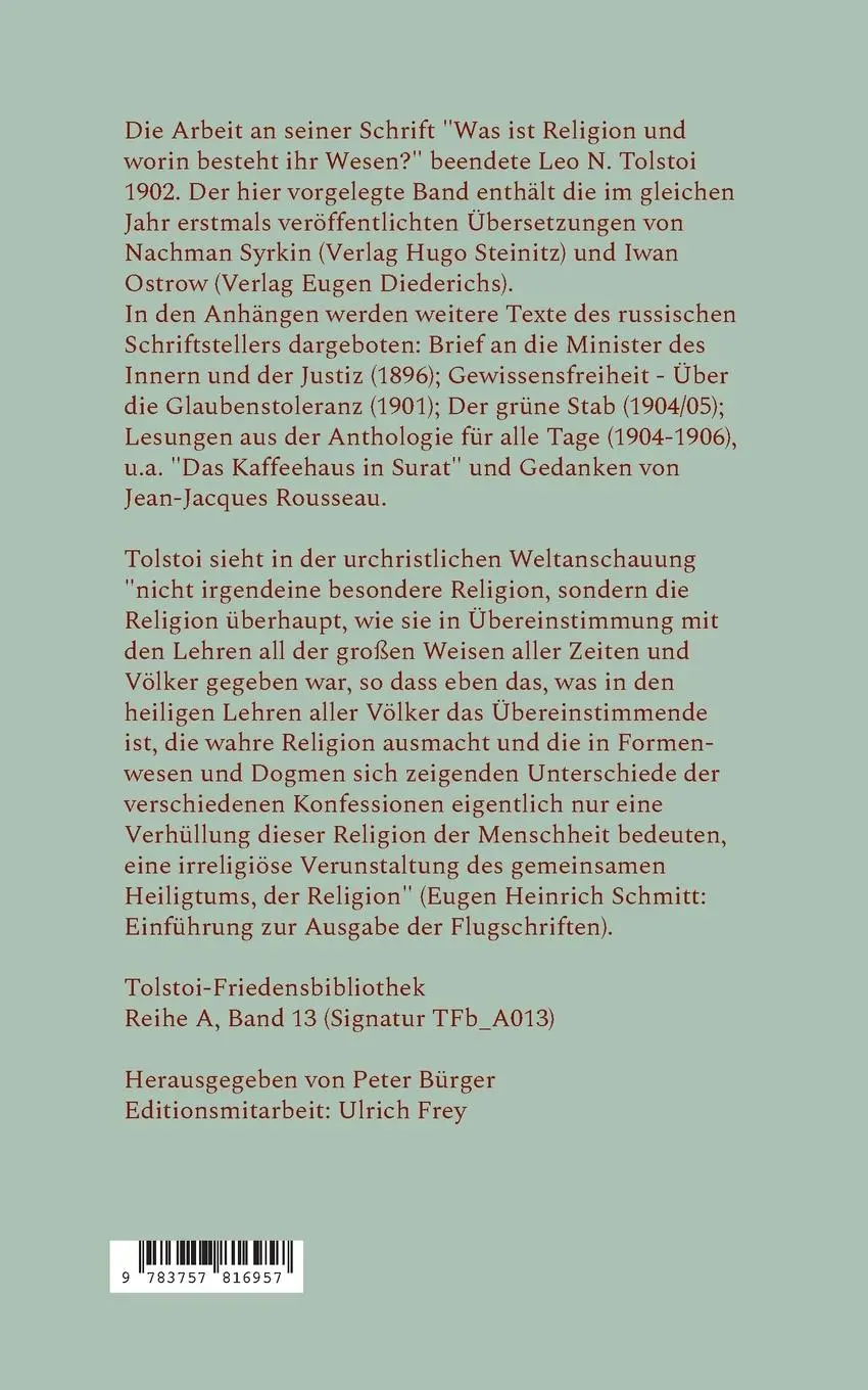 Rückseite: 9783757816957 | Was ist Religion? | Leo N. Tolstoi | Taschenbuch | 176 S. | Deutsch