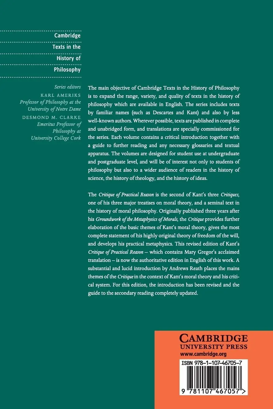 Rückseite: 9781107467057 | Kant | Critique of Practical Reason | Taschenbuch | Englisch | 2017