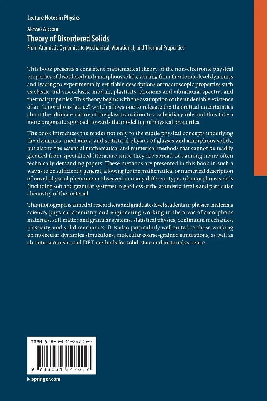 Rückseite: 9783031247057 | Theory of Disordered Solids | Alessio Zaccone | Taschenbuch | xvii