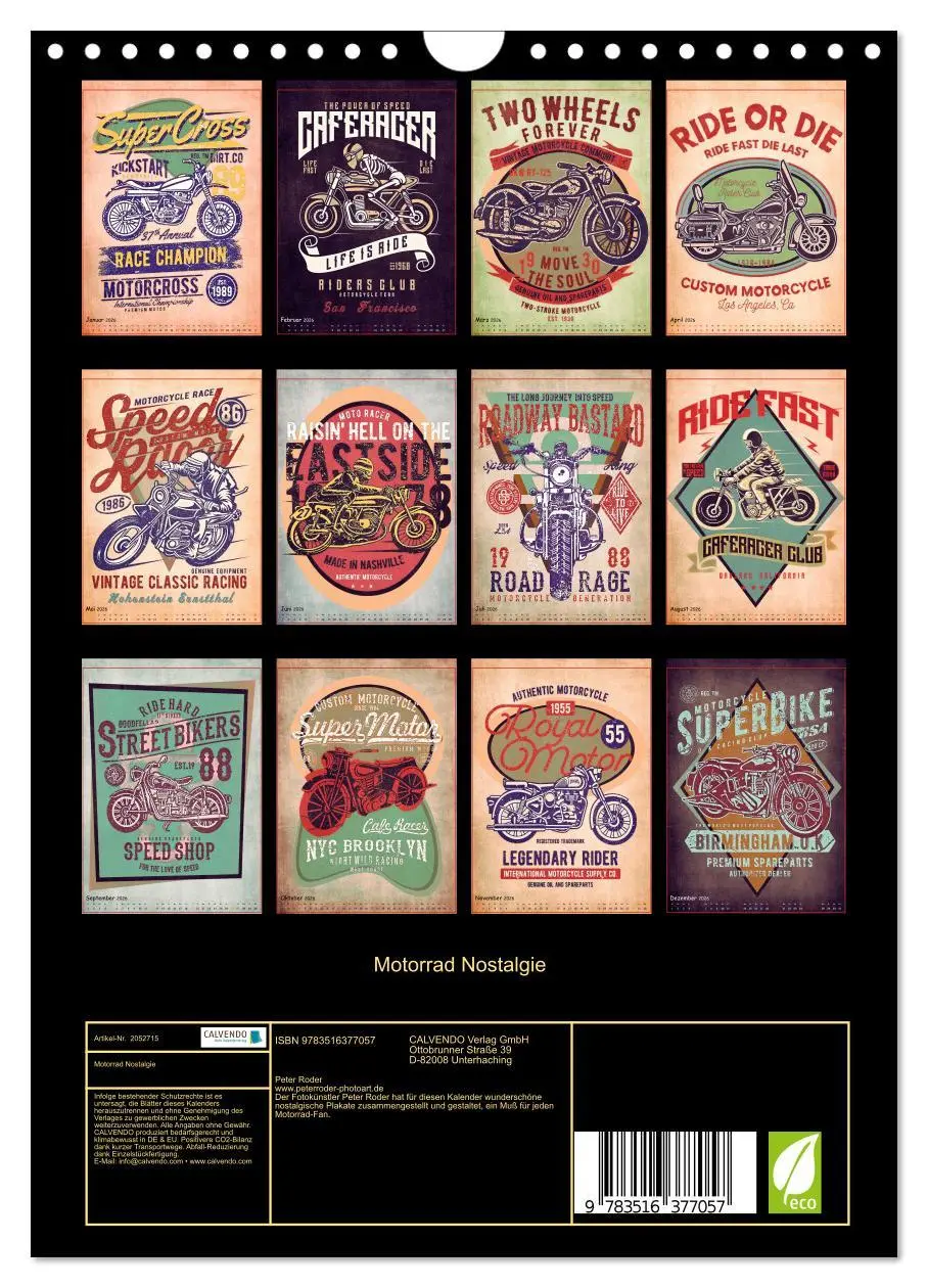 Bild: 9783516377057 | Motorrad Nostalgie (Wandkalender 2026 DIN A4 hoch), CALVENDO...