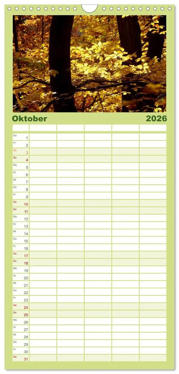 Bild: 9783516517057 | Familienplaner 2026 - Jahreszeiten mit 5 Spalten (Wandkalender, 21...