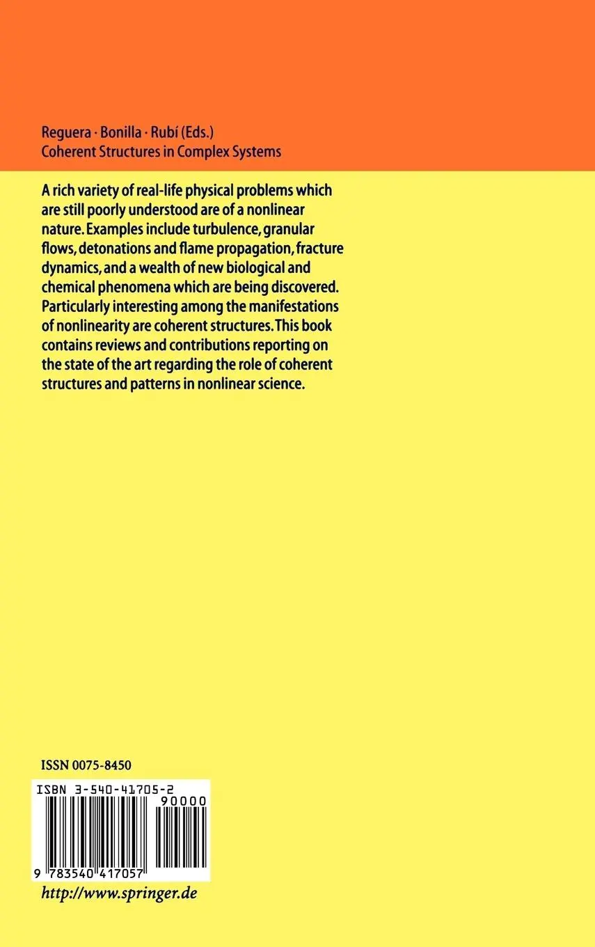 Rückseite: 9783540417057 | Coherent Structures in Complex Systems | D. Reguera (u. a.) | Buch