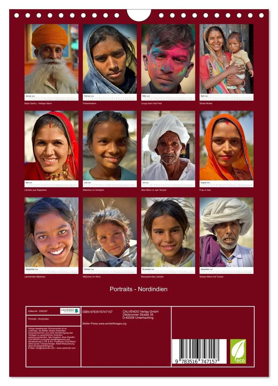 Bild: 9783516747157 | Portraits - Nordindien (Wandkalender 2026 DIN A4 hoch), CALVENDO...