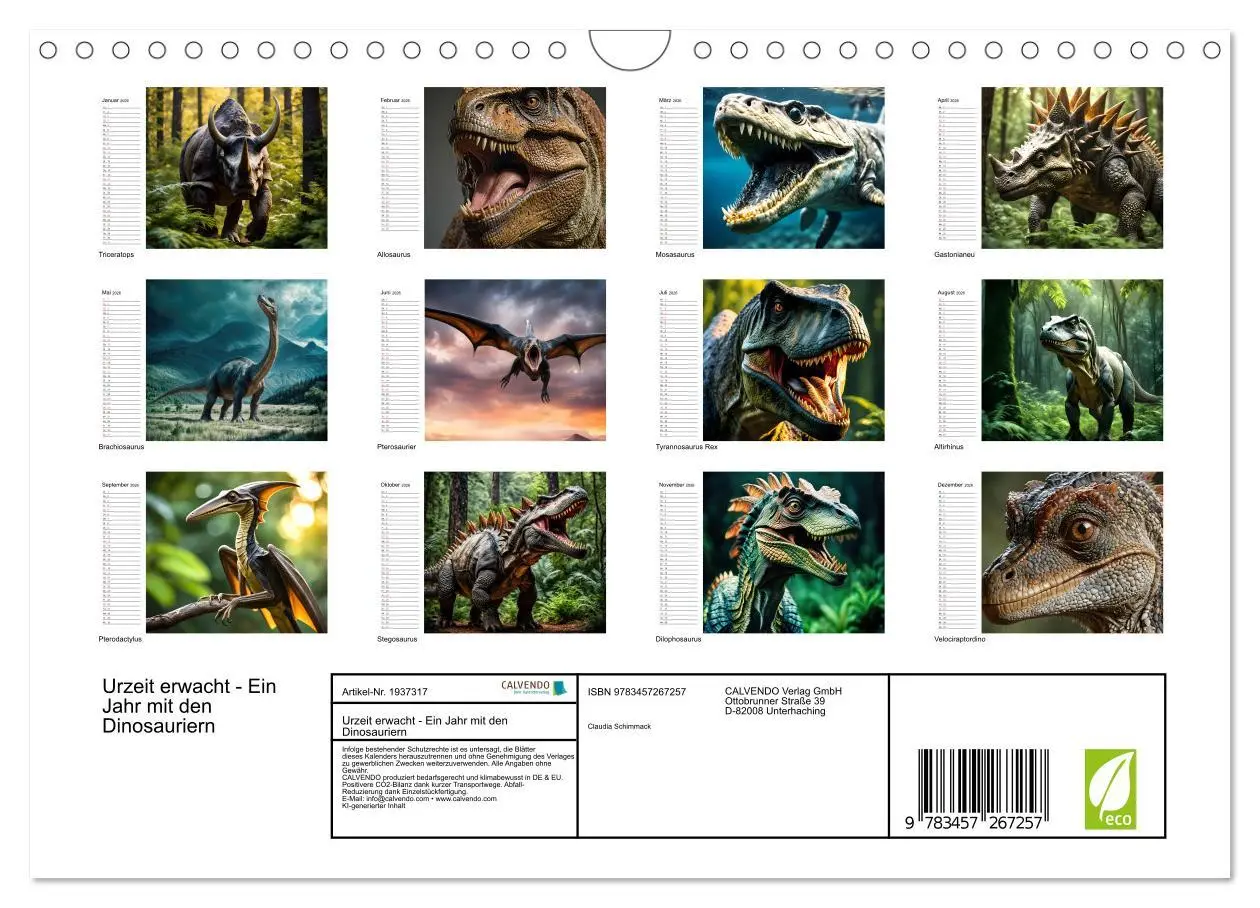 Bild: 9783457267257 | Urzeit erwacht - Ein Jahr mit den Dinosauriern (Wandkalender 2026...