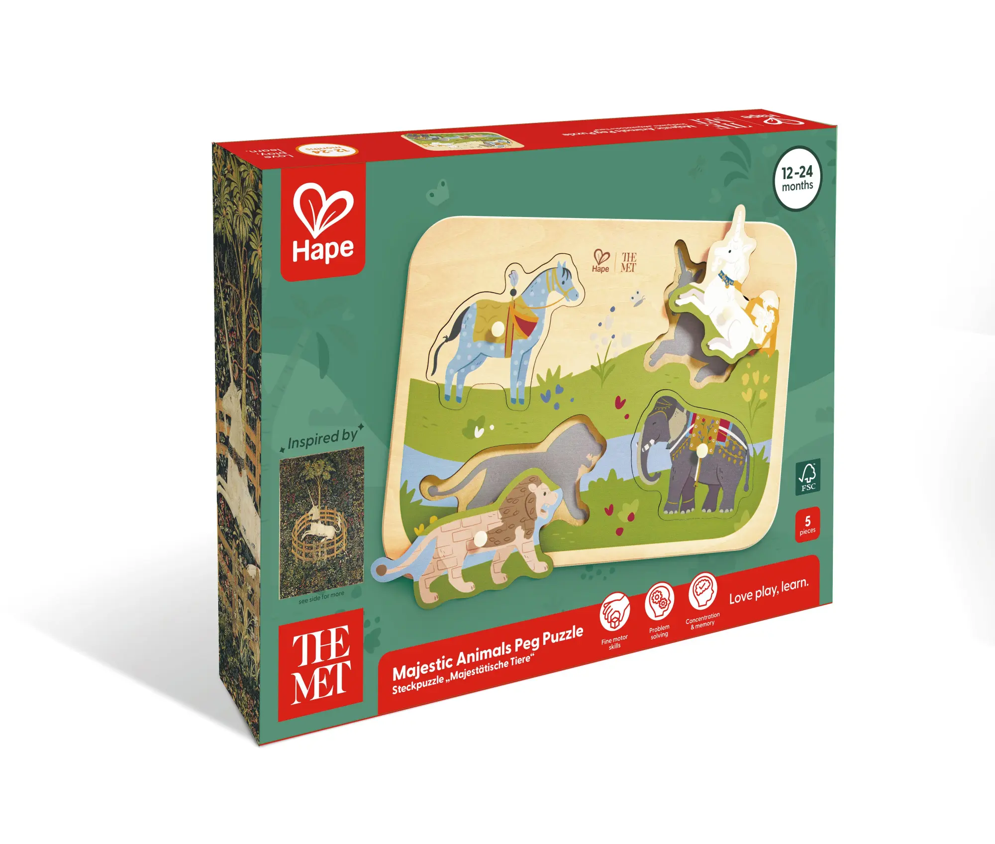 Cover: 6943478057357 | The Met: Steckpuzzle "Majestätische Tiere" - 4 Teile | Spiel | Deutsch