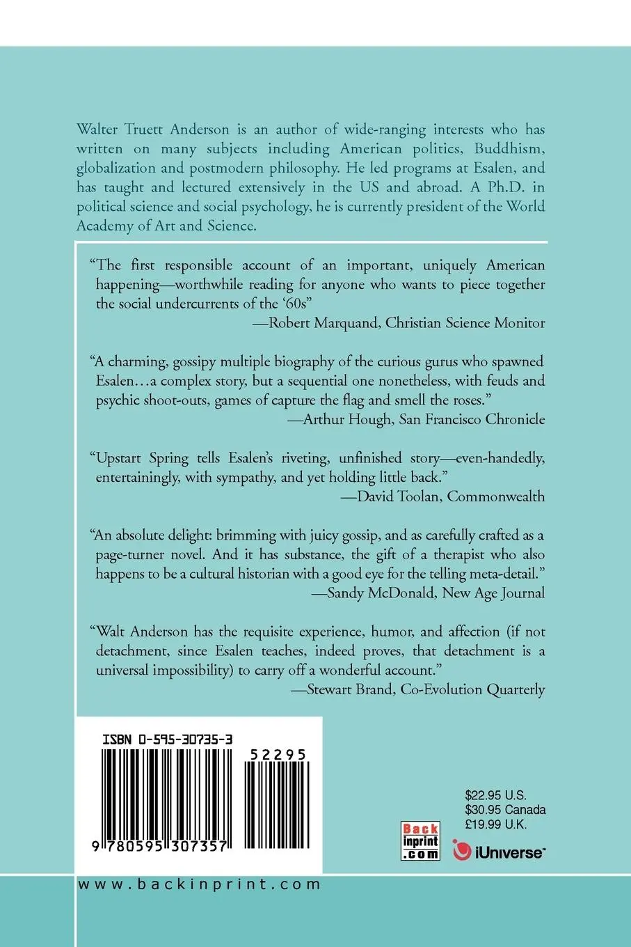 Rückseite: 9780595307357 | The Upstart Spring | Walter Truett Anderson | Taschenbuch | Englisch