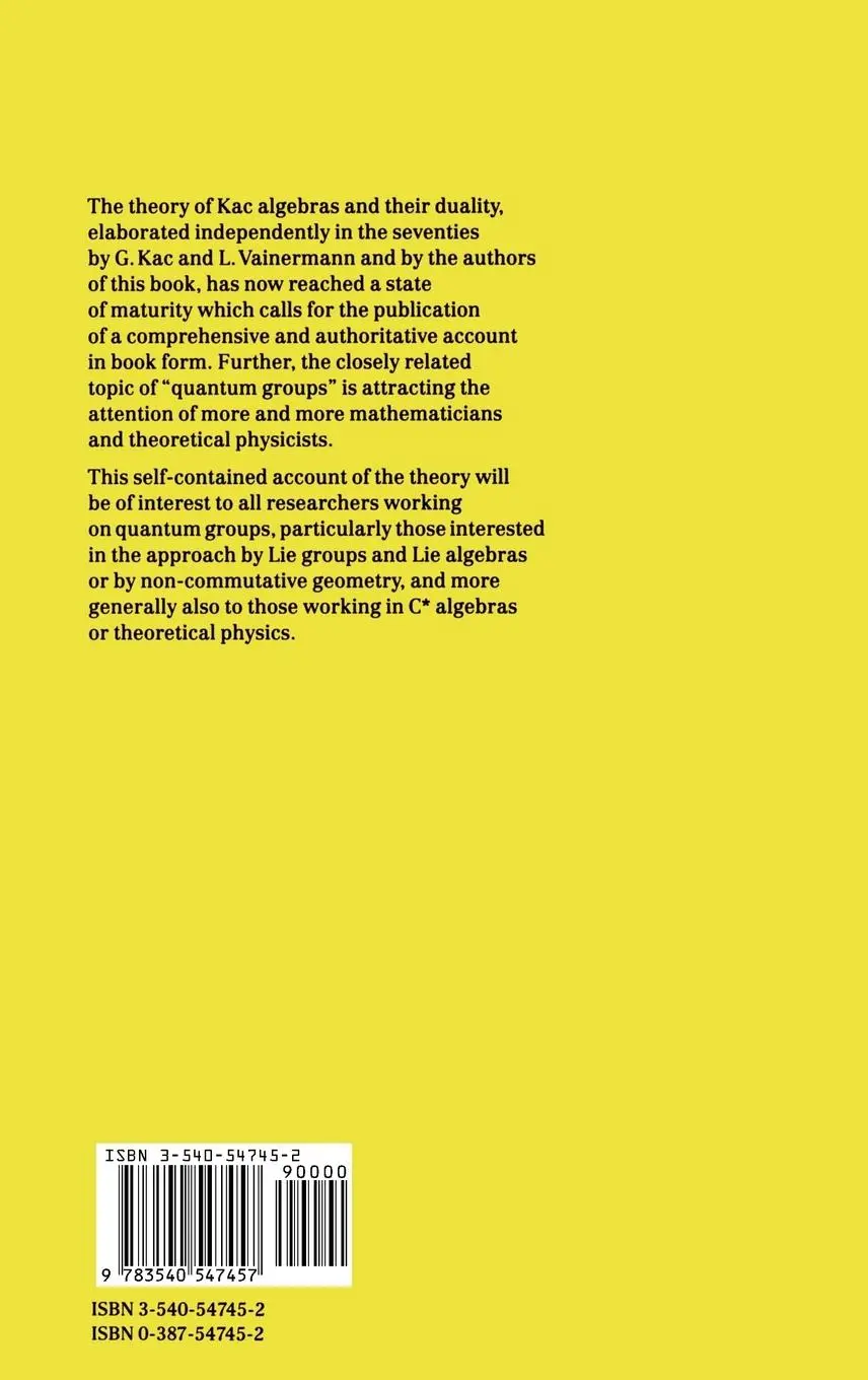 Rückseite: 9783540547457 | Kac Algebras and Duality of Locally Compact Groups | Enock (u. a.) | x