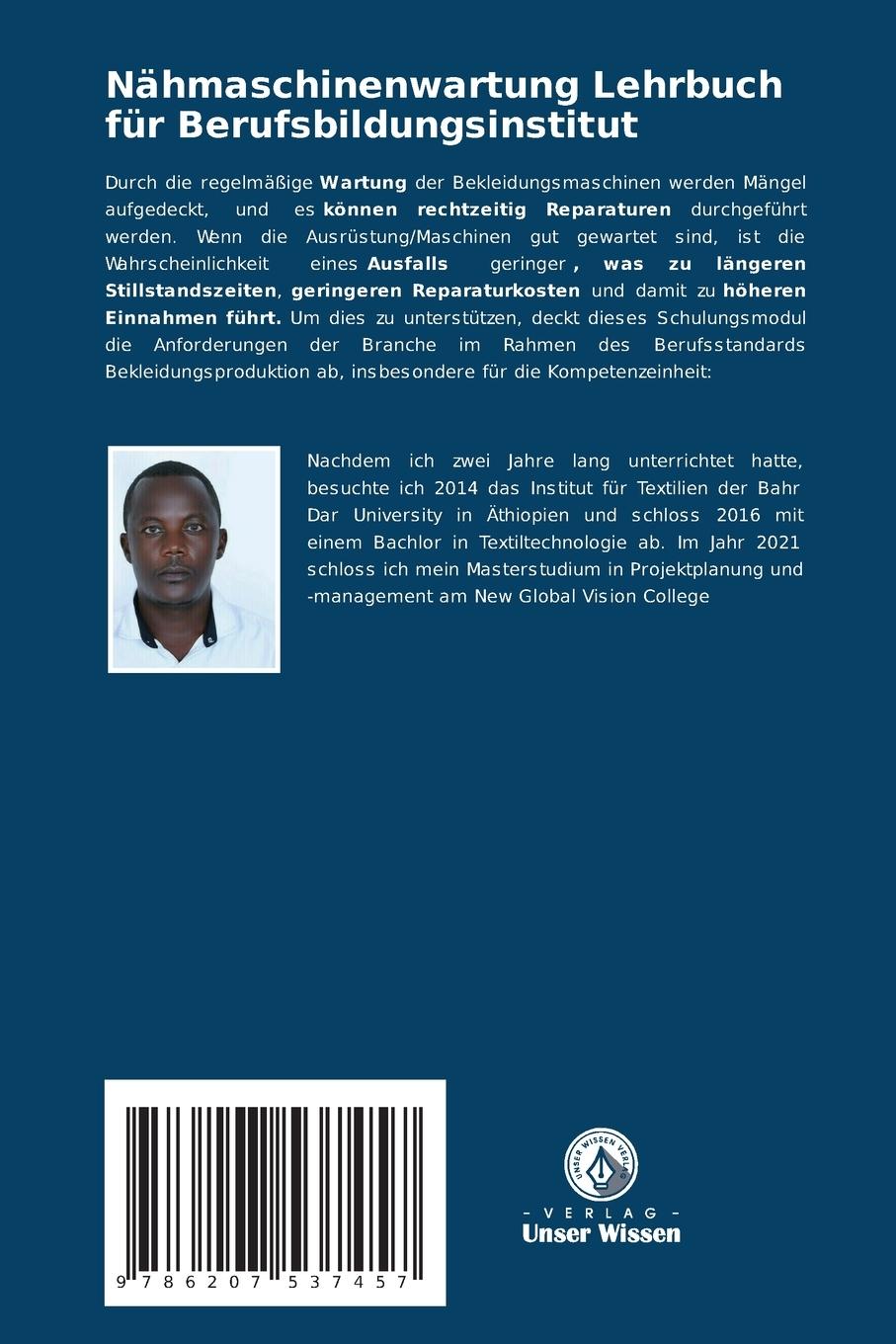 Rückseite: 9786207537457 | Nähmaschinenwartung Lehrbuch für Berufsbildungsinstitut | Lenteta