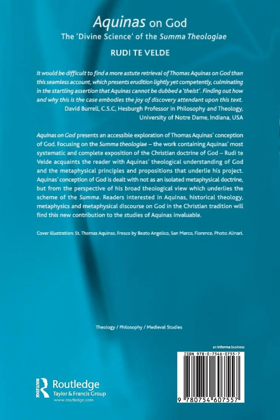 Rückseite: 9780754607557 | Aquinas on God | The 'Divine Science' of the Summa Theologiae | Velde