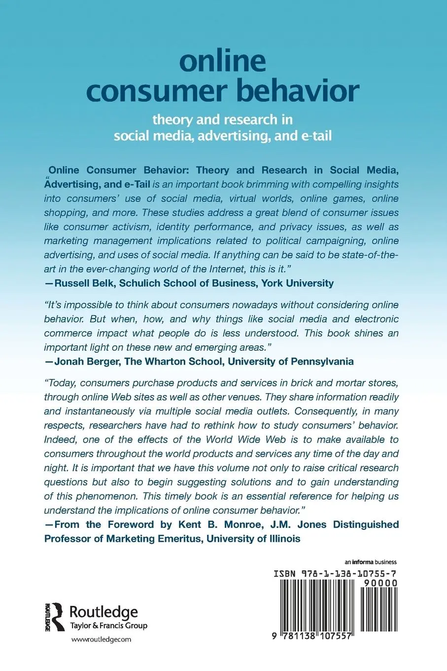 Rückseite: 9781138107557 | Online Consumer Behavior | Angeline Close Scheinbaum | Taschenbuch