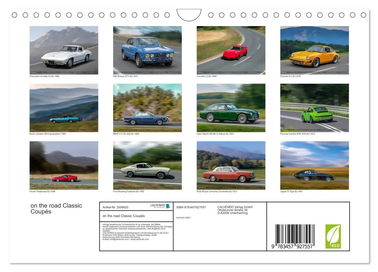 Bild: 9783457927557 | on the road Classic Coupés (Wandkalender 2026 DIN A4 quer),...
