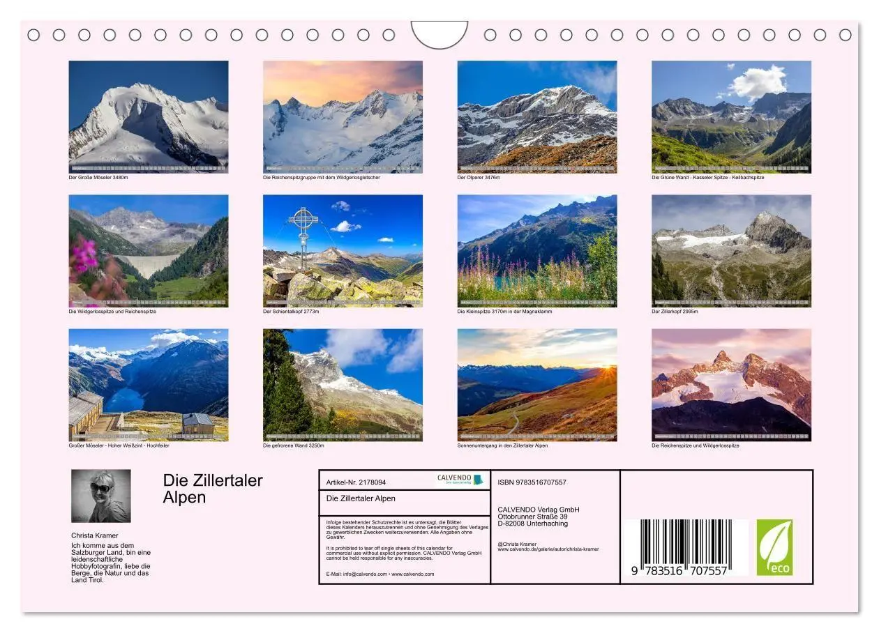 Bild: 9783516707557 | Die Zillertaler Alpen (Wandkalender 2026 DIN A4 quer), CALVENDO...